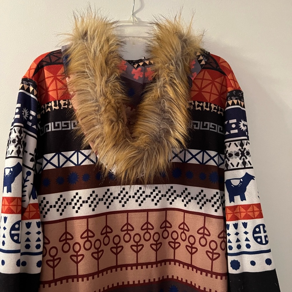 Sweater Coat fur trim